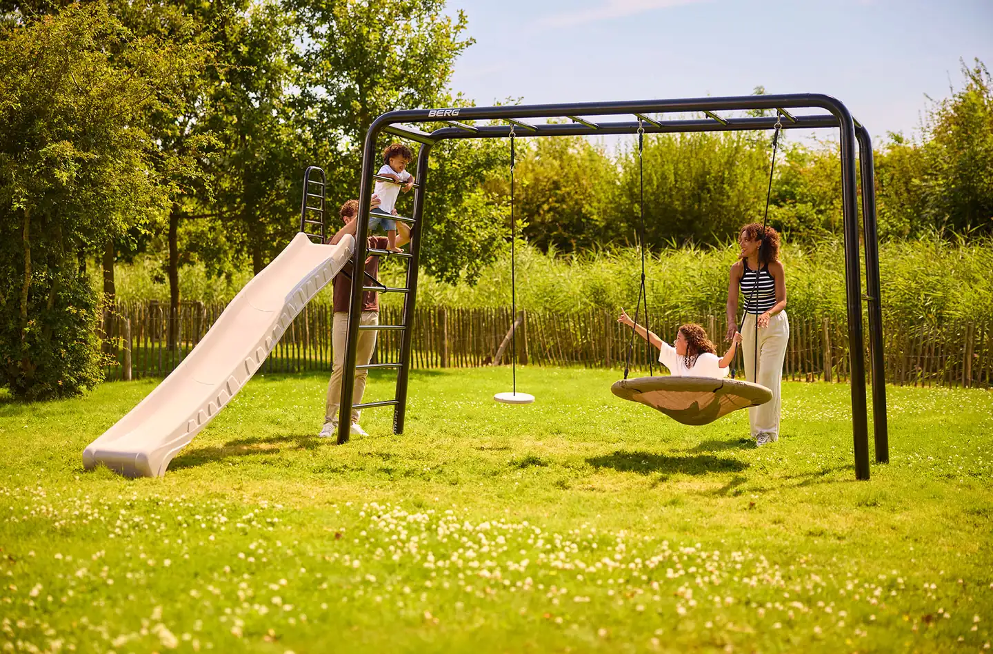 BERG PlayBase climbing frame in a garden